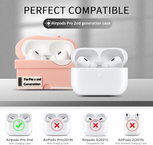 Image of Gedicht for Apple AirPods Pro 2nd Generation Case,Cute Cartoon Shoe Box Soft Silicone Protective Cases for AirPods Pro 2 Case with Keychain for Women Men, A-Red+Pink,2Pack