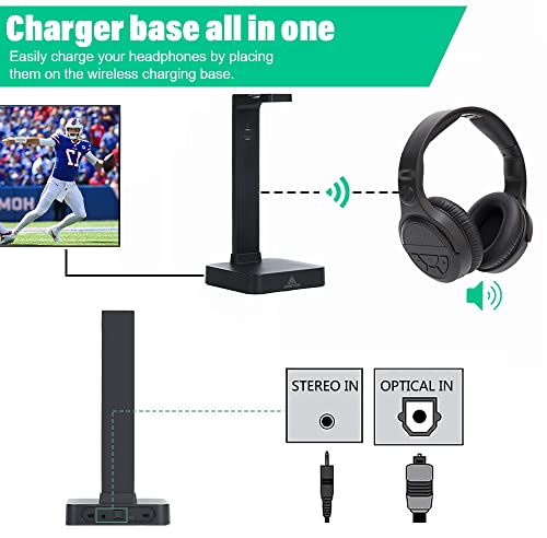Monodeal Wireless Headphones For Tv Watching With Digital Optical Rca 2.4Ghz Rf Transmitter Charging Dock, Over Ear Headset With 3 Audio Modes, 197Ft Wireless Range, 10Hrs Audio Playtime #TOP1