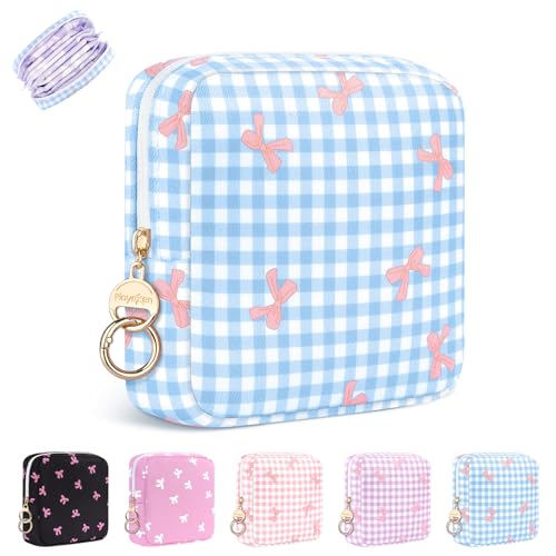 Image of Period Bag for Teen Girls, Canvas Sanitary Napkin Storage Bag with Zipper, Portable Menstrual Pad Bag Tampon Holder for Purse