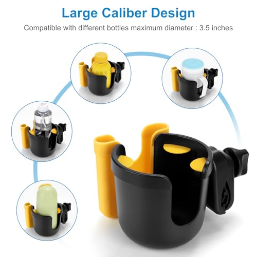 Image of Accmor 2-in-1 Wheelchair Cup Holder, Walker Cup Holder with Phone Holder, Universal Drinks Holder for Stroller, Rollator, Scooter, Walker, Wheelchair Accessory