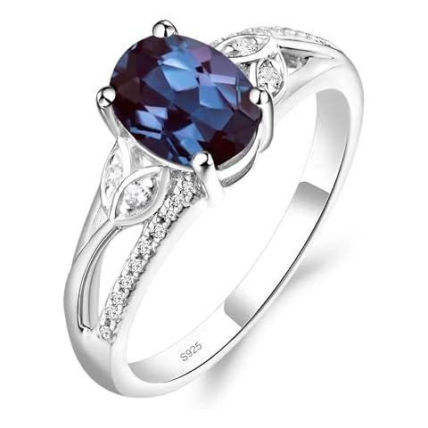 LUO 925 Sterling Silver Alexandrite Leaf Ring Size 6 Cover