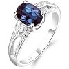 LUO 925 Sterling Silver Oval Shaped 8X6 MM Gemstone Ring Leaf Engagement Ring for Women Jewelry