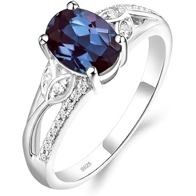 LUO 925 Sterling Silver Oval Shaped 8X6 MM Gemstone Ring Leaf Engagement Ring for Women Jewelry