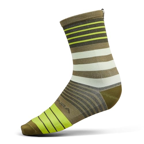 Endura Unisex-Adult Graphic Road Cycling Socks Striped - Tweed Green, L-XL