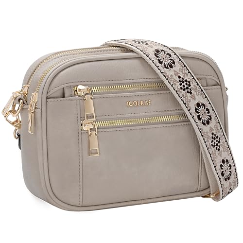 Quilted Crossbody Bags For Women Vegan Leather Small Purses Wide Strap Medium Lightweight Shoulder Handbags