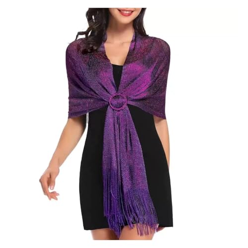 WWYYZAYC Vestido de Noche for Mujer, Chal, Fiesta, Dama de Honor, Boda, Fiesta, Blusa Formal, Envoltura, Toalla(Purple)
