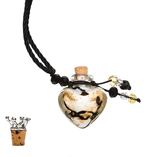 Aromatherapy Essential Oil Necklace Diffuser Set, Glass Heart Shaped Bottle With Extendable Cord, Essential Oil Bottle And Crown Cork Bundled Set (Bag Color May Vary) #TOP2