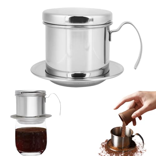OUKENS Kaffeemaschine Topf, 100 ml Wiederverwendbar aus Edelstahl Vietnamesischer Kaffeebereiter Kaffeefilter Kaffeepresse Tragbare Kaffeesieb Kaffee Utensilien FüR KüChe BüRo