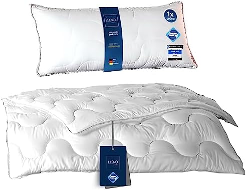 LILENO HOME Kołdra 135 x 200 cm, zestaw z poduszkami  kołdra całoroczna 135 x 200 z poduszką pod głowę 80 x 80 cm w zestawie  kołdra i poduszka z antybakteryjnym wyposażeniem, odporna na gotowanie do 95°C
