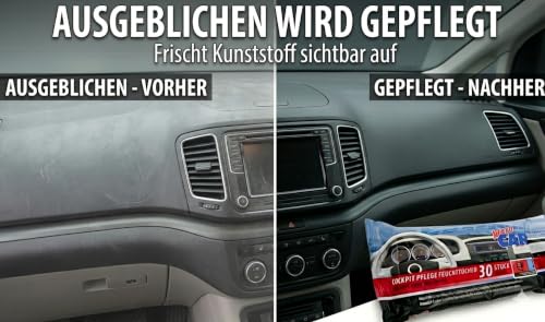 klaroCAR | 3-pak chusteczek nawilżanych do kokpitu | 90 sztuk | do armatury, tworzywa sztucznego i sztucznej skóry | do delikatnego, szybkiego i dokładnego czyszczenia wnętrza samochodu