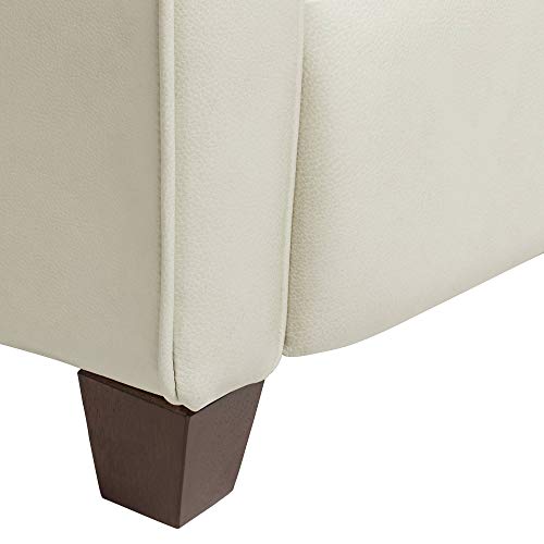 Elm Lane Livorno White Pearl Leather Recliner Chair Modern Armchair Comfortable Push Manual Reclining Footrest Upholstered Tufted Back For Bedroom Living Room Reading Home Relax Office #TOP4