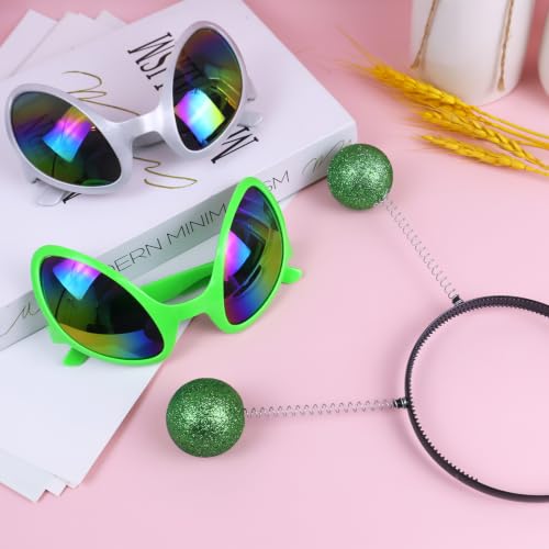 Goenb 2 Pairs Alien Headband and Glasses, Alien Antenna Headband for Adult Women Space Theme Costume for Halloween Dress Up by Goenb - Used condition - Image 4