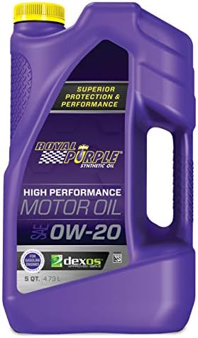Royal Purple 51020 API-Licensed SAE 0W-20 High Performance Synthetic Motor Oil, 5 Quart Jug