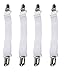 Adjustable Bed Sheet Corner Holders Elastic Grippers Suspenders Holder Straps Clips Fasteners, Mattress Cover Fasteners | Nickel Plated Clamps with Fabric Protector / White, 1-Pack (4 pcs)
