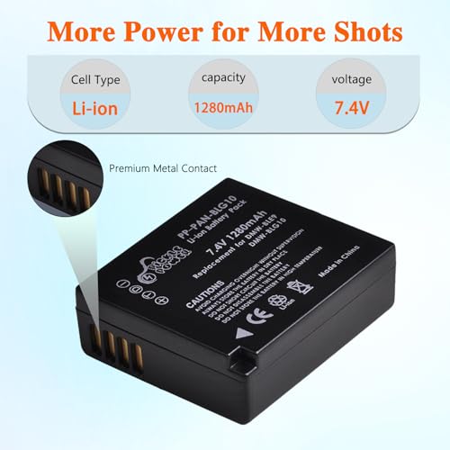 Pickle Power DMW-BLG10 DMW-BLG10PP Battery and LED Dual Charger for Panasonic Lumix DMC-GX85 DMC-GX80 DMC-ZS60 DMC-ZS100 DMC-GF3 DMC-GF5 DMC-GF6 DMC-GX7K DMC-LX100K DC-GX9 DC-ZS80 DC-G100 DC-ZS200