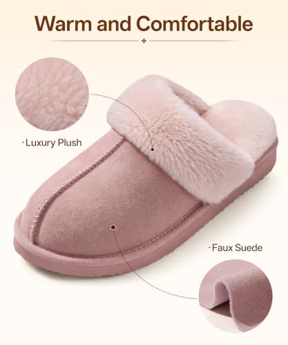 Image of Litfun Fuzzy Memory Foam Slippers for Women Indoor Outdoor House Shoes