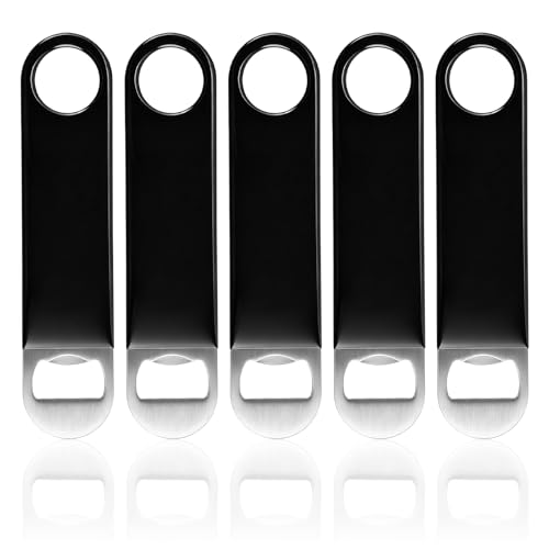 5 Piezas Abridor de Botella Cerveza, Abrebotellas Profesional para Cerveza, Abridores de Acero Inoxidable, Soda Bottle Opener, Descapsulador Plano Botella, Abridor Plano con Diseño Sencillo y Liso