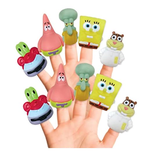 Nickelodeon Spongebob Squarepants 10 Pc Finger Puppet Set - Party Favors, Educational, Bath Toys, Story Time, Beach Toys, Playtime