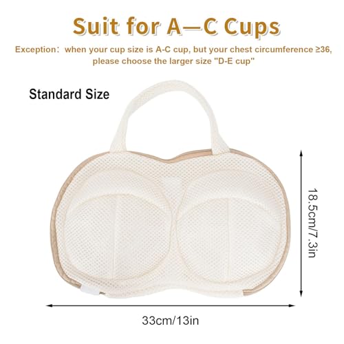 DESONAUT 3Pcs Bra Wash Bags for Laundry Lingerie Brassiere Bag bra washing protector holder for Washing Machine Beige(A to C Cups) by DESONAUT - Used condition - Image 3