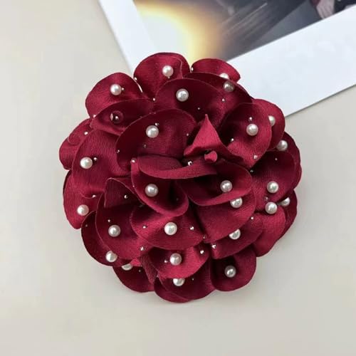 Image of Big Flower Pins for Clothes Fabric Rose Flower Brooches for Women Large Delicate Elegant Flower Lapel Pin for Wedding Party Dance Banquet Wedding Guest Dresses Suit Accessories 7.5in