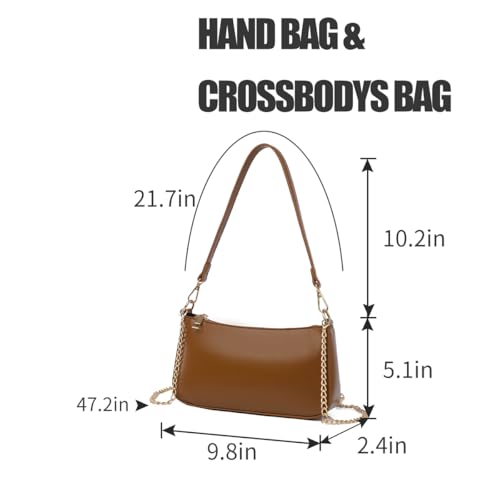 Image of Small Shoulder Bag for Women Mini Purse Retro Vegan Leather Hobo Purses Clutch Tote HandBags with Zipper Closure