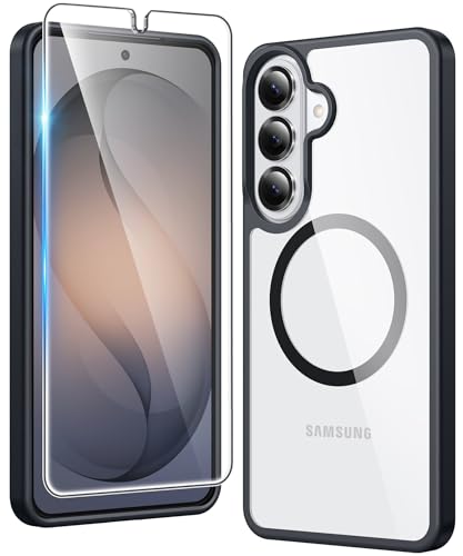 Image of FNTCASE for Samsung Galaxy S26 Case: Clear Anti Yellowing Magnetic Drop Protection Cell Phone Cover Compatible with Magsafe - Rugged Shockproof Protective Bumper Transparent Phonecase (Black)