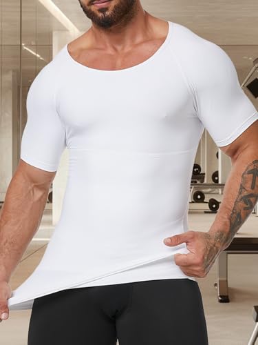 Mens Slimming Compression Shirt Short Sleeve Shapewear Abs Abdomen Slim Body Shaper Tummy Control Undershirts3