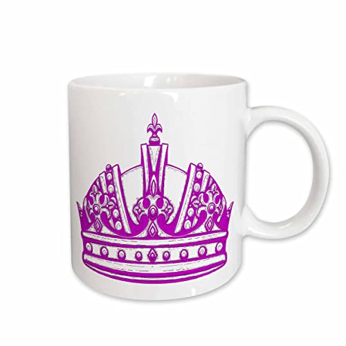 3dRose Bright Pink Rounded Crown With Fleur De List On Top 11oz Mug