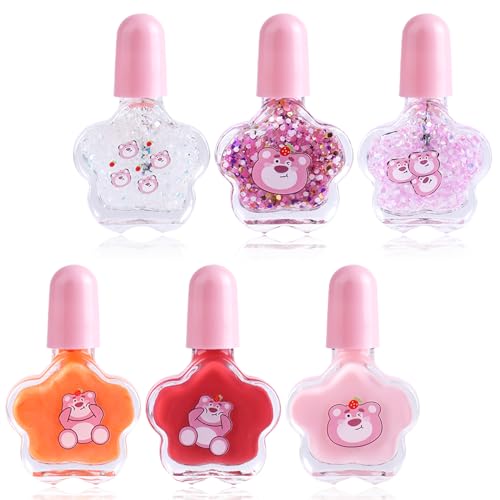 LOPHE Kinder Nagellack Set, 6-Farbiger Kindernagellack auf Wasserbasis, Ungiftig und Geruchlos, Abziehbar, Schnell Trocknend für Mädchen