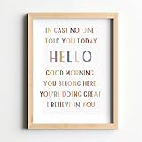Wowsweet-In Case No One Told You Today,Hello,Good Morning,Classroom Wall Decor,Teacher Sign,Classroom Print,Positive Inspirational,Classroom Positivity Quote,Unframed (8X10'', I believe in you)