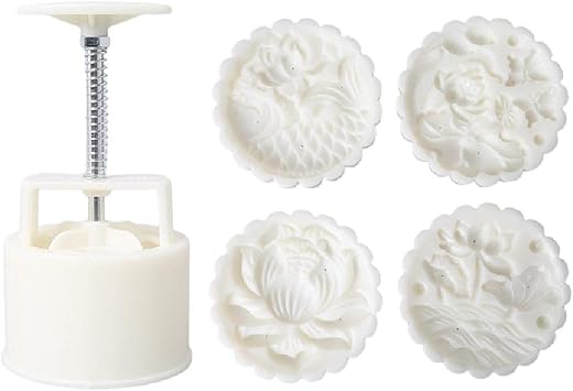 DIY 3D Mooncake Mold Set 150g Or 200g Flower Fish Patterns Moon Cake Mold Press Safe Cookie Mold For Mid-Autumn Festival Mooncake Mold Stamp 150g Press Mooncake Mold 200g