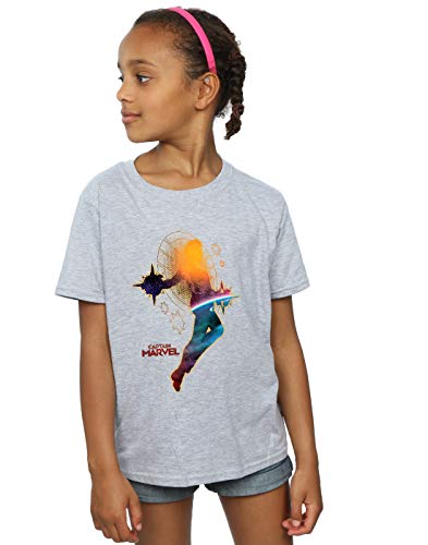 Marvel Girls Captain Marvel Nebula Flight T-Shirt Sport Grey 9-11 Years