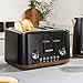 Salter EK5823BLK Toronto 4-Slice Toaster – Wide Slots, 6 Browning Levels, Removable Crumb Tray, Defrost, Reheat, Cancel, Self-Centring Function, High-Lift Eject, 1630 W, Wood Effect/Black, Plastic