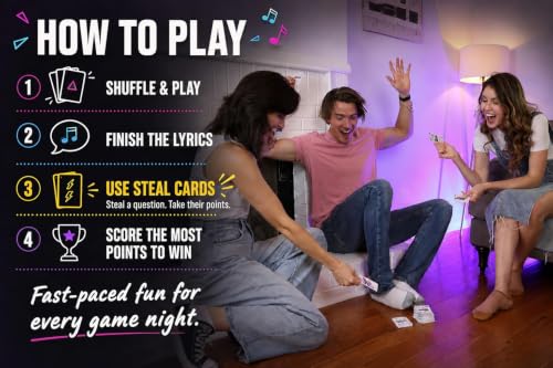 90s Song Lyric Game – Finish the Lyrics Music Trivia Card Game for Adults, 90s Nostalgia Party Game for Millennials & Gen X — view 3