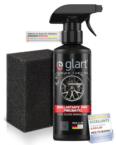 Glart 45RK lucidante per pneumatici, cura dei pneumatici, cura della gomma, lucentezza opaca e setosa, 500 ml, con spugna applicativa