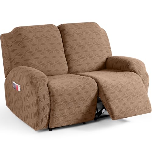 TAOCOCO Recliner Loveseat Cover, Stretch Jacquard Reclining Loveseat Cover Furniture Protector Sofa Slipcovers 2 Seat Recliner Covers with Elastic Bottom for Kids, Pets(Brown) by TAOCOCO - Used condition - US$42.47