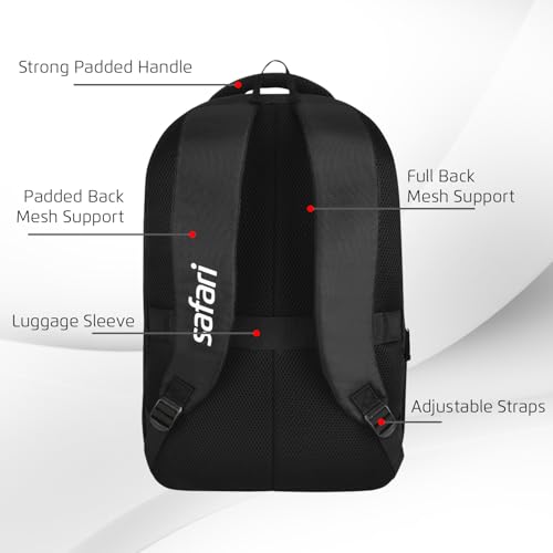 Image of Safari 38L Printed Laptop Backpack with Raincover, 4 Compartments, Bottle Holder, Organizer, School & College Bag for Boys and Girls, Office & Travel Bag for Men and Women