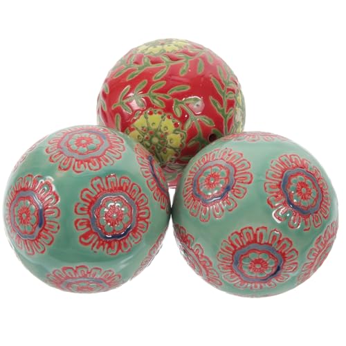 TOYANDONA Set da 3 Sfere Decorative in Ceramica Porcellana da 6 Cm, Palline Galleggianti per Acquari e Centrotavola, Accessori Ornamentali per Casa e Decorazioni per Soggiorno