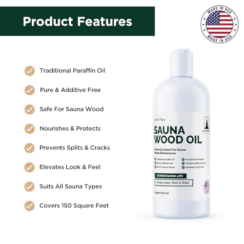 Northwood Sauna - Sauna Wood Oil - 100% Pure Paraffin Oil - Traditional Sauna Sealer - 1 Quart (32 Fl Oz)