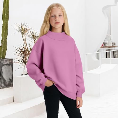 Mock Neck Sweatshirt for Girls Oversized Turtleneck Sweater Long Sleeve Cute Fleece Pullover Tops Fall Trendy Hoodies Clothes2