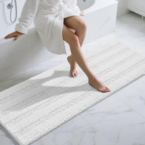 Yimobra Bathroom Runner Rug, 70 x 24, Long Bathroom Rugs Large Bath Mat, Soft Super Absorbent and Thick, Non-Slip, Machine Washable, Carpets for Home, Nursery, Bed and Living Room, White by Yimobra - Used condition - US$25.88
