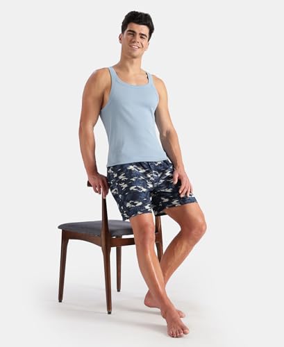 Image of Jockey US26 Men's Super Combed Cotton Rib Square Neck Gym Vest Faded Denim XXL