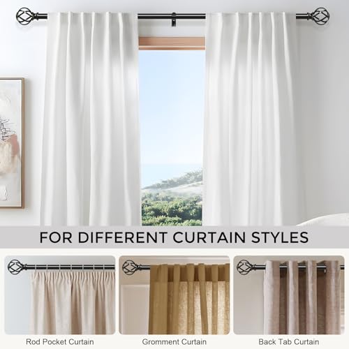 2 Pack Black Curtain Rod 36-88 Inch, Adjustable Curtain Rods for Windows by VOIIY - Used condition - Image 6