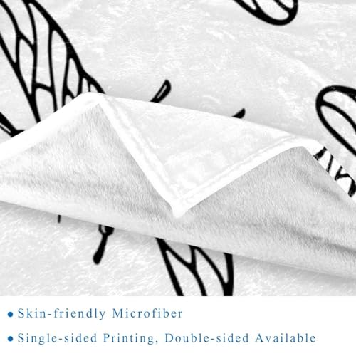 Couverture douce en microfibre supérieure, plaid graphique bourdon noir