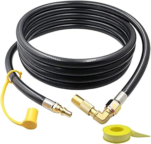 Monkemon 12FT Propane Quick Connect Hose RV to Grill, Low Pressure Propane Elbow Adapter with Extension Hose for Blackstone 17" and 22" Griddle, For Camp Chef Stove Portable Fire Pit by MONKEMON - Used condition - US$21.33
