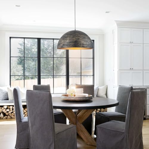 23.6 in. Black and Gold Hammered Pendant Light Fixtures, Industrial Metal Dome Shade, Pendant Lights Kitchen Island, Pendant Light for Kitchen Island and Dining Room by Lingkai - Used condition - Image 3