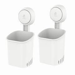LEVERLOC Powerful Suction Toothbrush Holder Removable Drill-Free Wall Shower Holder for Toothbrush Toothpaste Razor Self-draining Suction Cup in