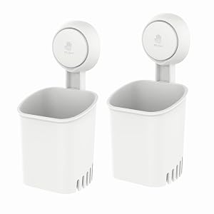 LEVERLOC Powerful Suction Toothbrush Holder Removable Drill-Free Wall Shower Holder for Toothbrush Toothpaste Razor Self-draining Suction Cup in