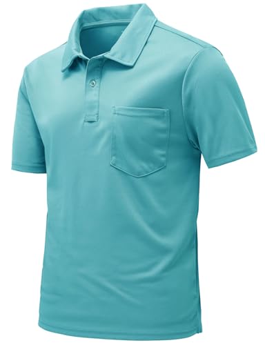 Image of Rdruko Men's Polo Shirts Short Sleeve Quick Dry Outdoor Golf Sports Shirts with Pocket