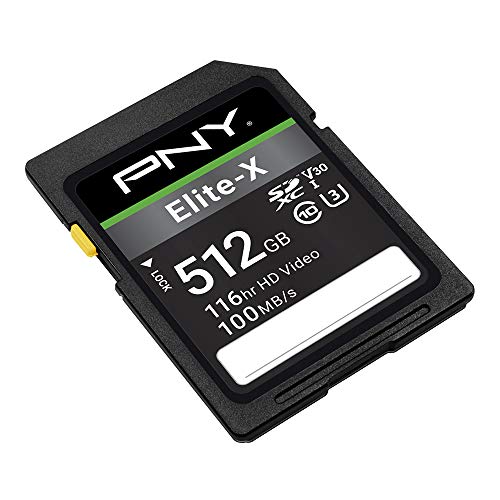 Pny 512Gb Elite-X Class 10 U3 V30 Sdxc Flash Memory Card - 100Mb/S, Class 10, U3, V30, 4K Uhd, Full Hd, Uhs-I, Full Size Sd #TOP1